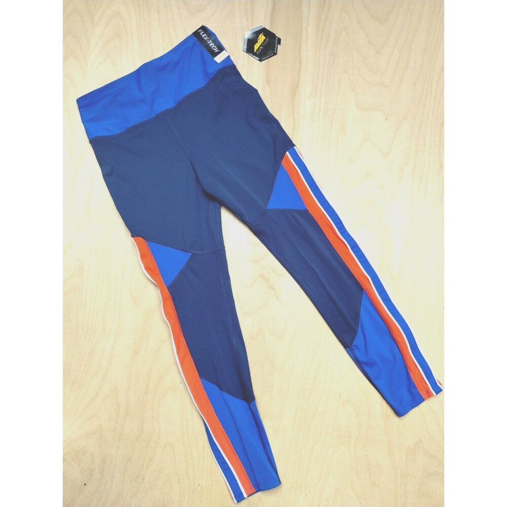 Avia Womens Flex-Tech Crop Leggings Blue/Orange Size Small 4-6 High Compression